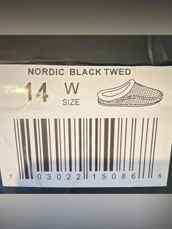 Men's Charcoal Herringbone Slip-On Mule with Plush Collar - Picture 4 of 4